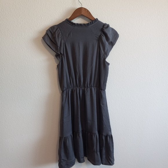 NWT Banana Republic Silver Gray Silky Flutter Sleeve Dress - Picture 5 of 6